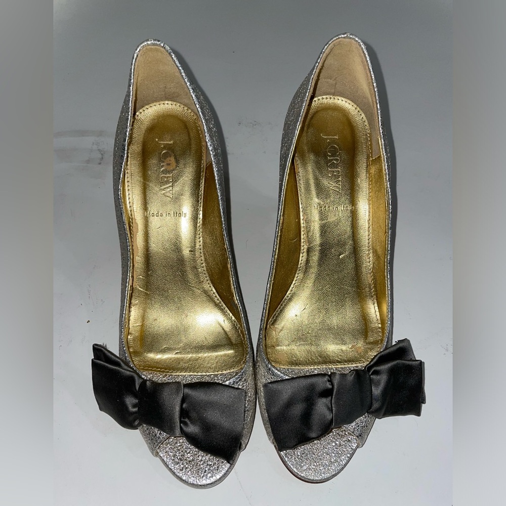 J. Crew Lulu Leather Peep Toe Pumps Size 7.5
